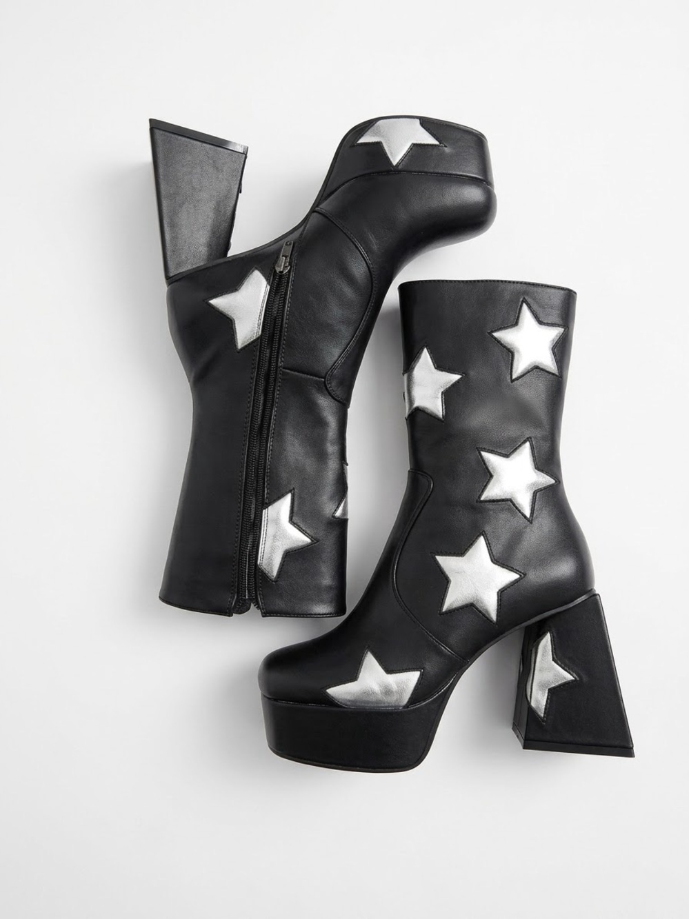 LAMODA Black Platform Boots with Metallic Silver Stars (BNIB) size 10